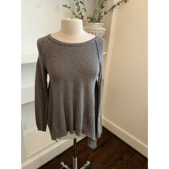 MOTH Anthropologie Women's Pullover Sweater Gray Back Plaid Flannel - Picture 2 of 6